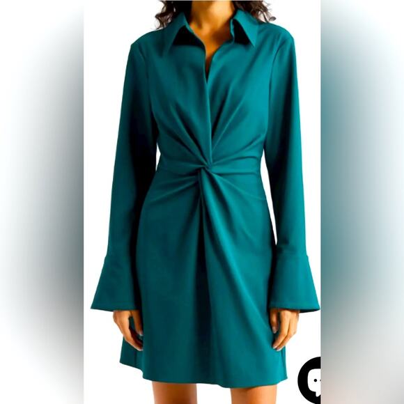 CINQ A SEPT Dresses & Skirts - NWOT CINQ A SEPT ruched front polo mckenna dress emerald green 6 hard to find